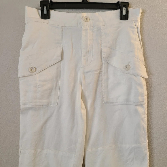 James Perse White Linen Blend Zip Ankle Jogger Pants - Picture 2 of 7